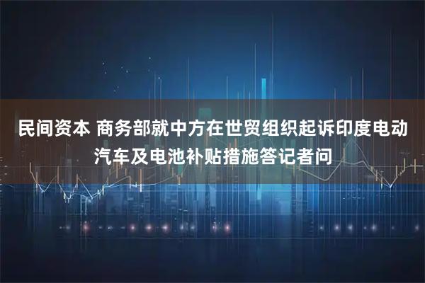民间资本 商务部就中方在世贸组织起诉印度电动汽车及电池补贴措施答记者问