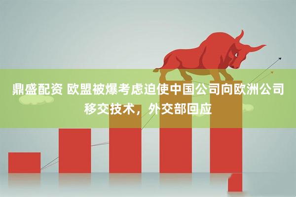 鼎盛配资 欧盟被爆考虑迫使中国公司向欧洲公司移交技术，外交部回应