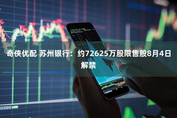 奇侠优配 苏州银行：约72625万股限售股8月4日解禁